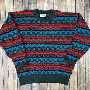 Kalaroo Australia 3D Textured Knit Sweater Medium Men Coogi Biggie Cosby 90s Y2K